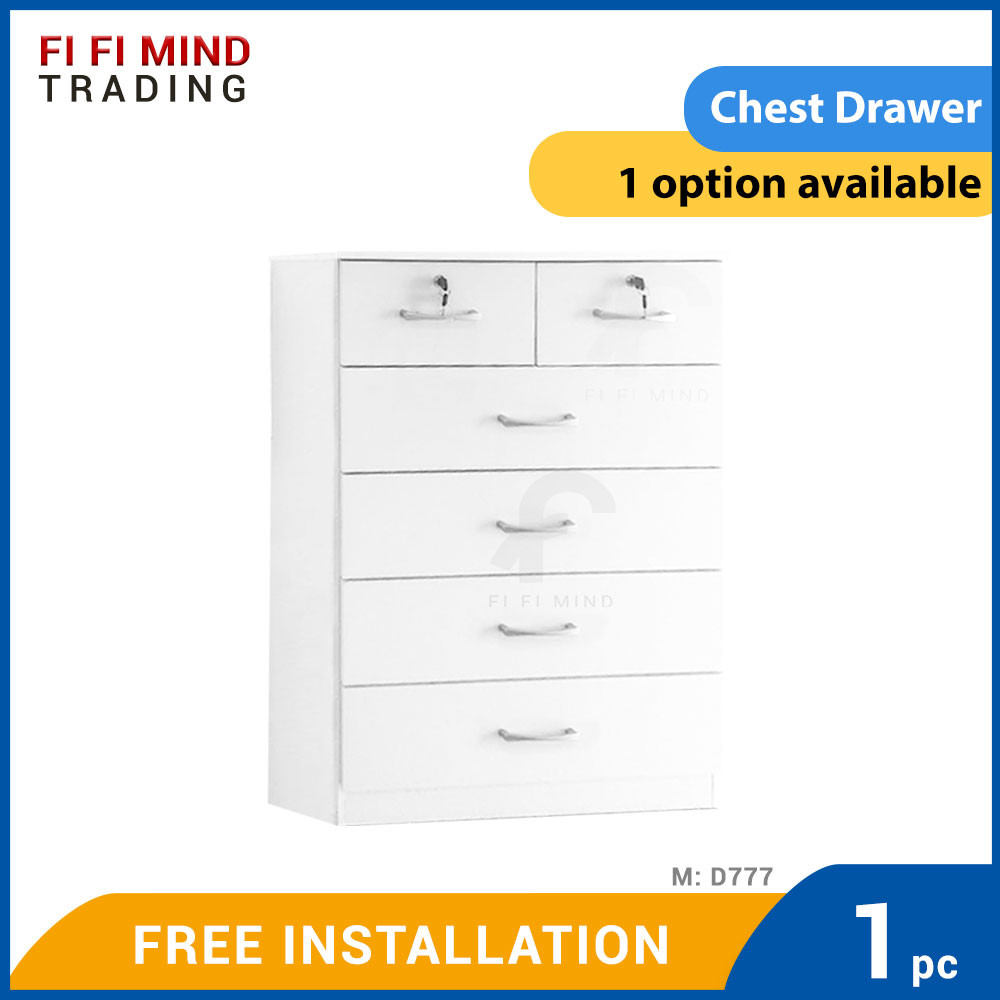Chest Drawer 5 Layer 6 Drawers with 2 Locks and Keys