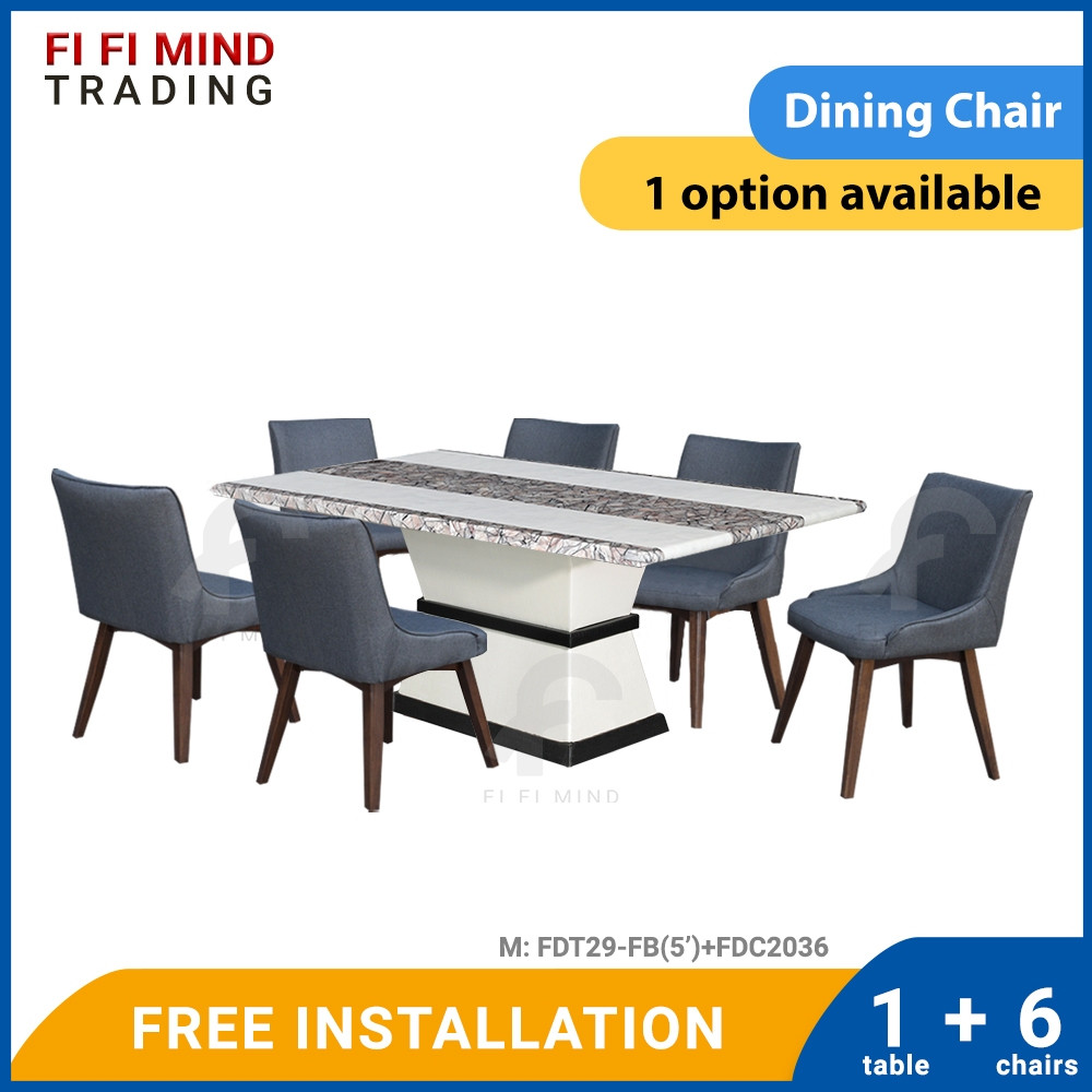 Laros Marble Dining Set/ Marble Dining Table/ Meja Makan 6 Kerusi/ Meja Makan Marble/ Meja Makan Set/ Meja Batu