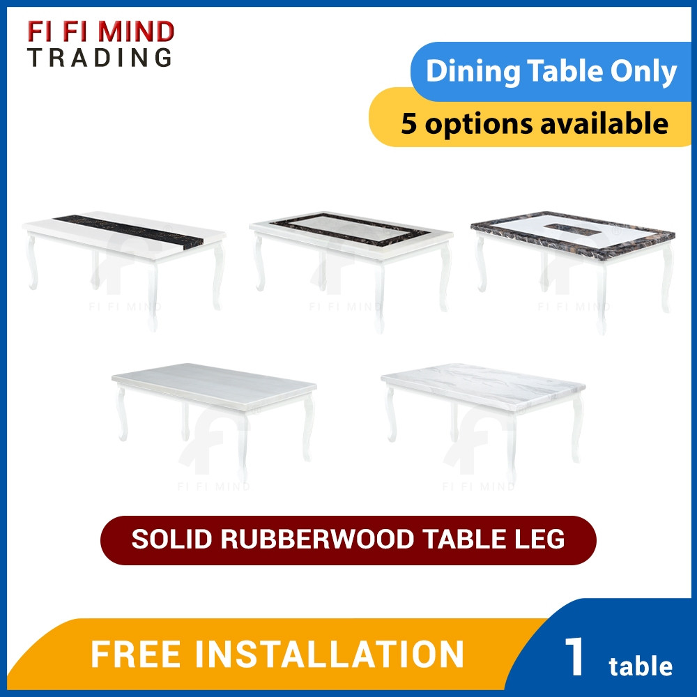 Loane Marble Dining Table with Solid Rubberwood Leg