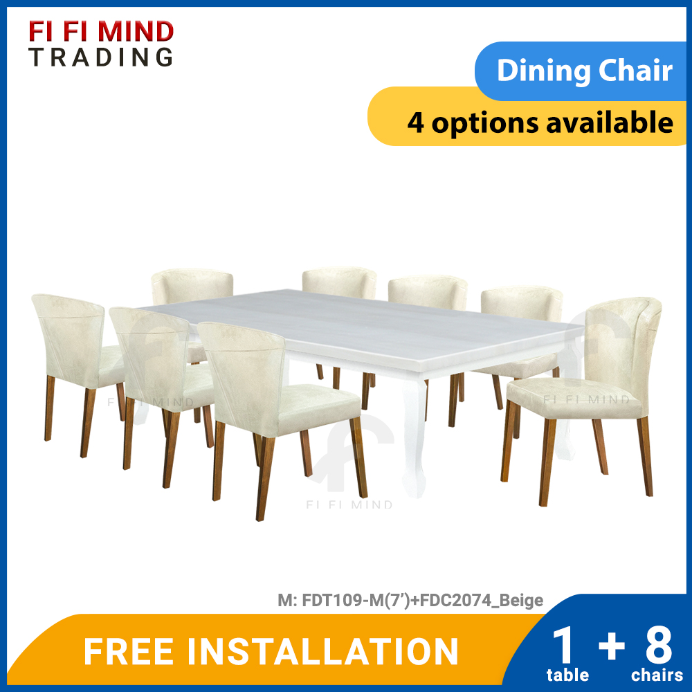 Salome Solid Rubberwood Leg Marble Dining Set - Image 4