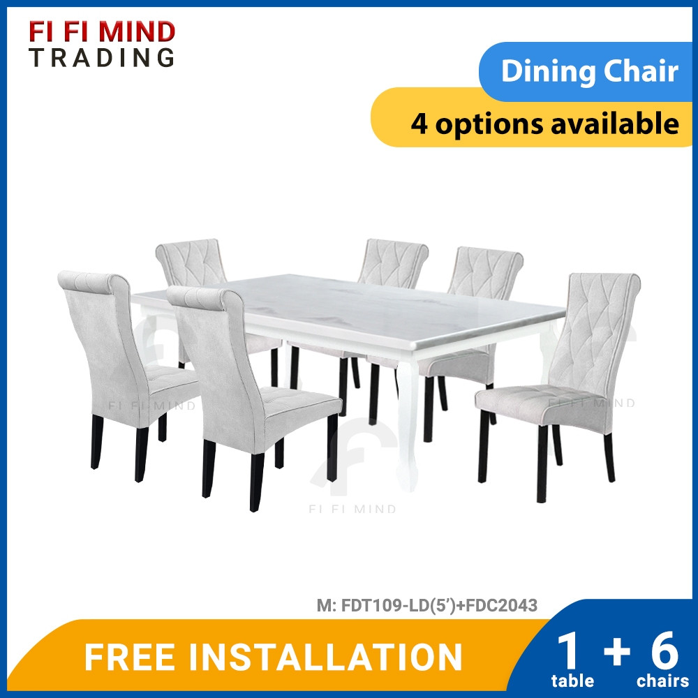 Zohra Solid Rubberwood Leg Marble Dining Set