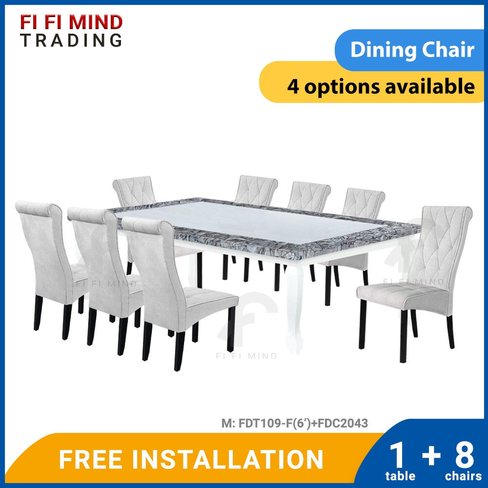 Niky Solid Rubberwood Leg Marble Dining Set - Image 2