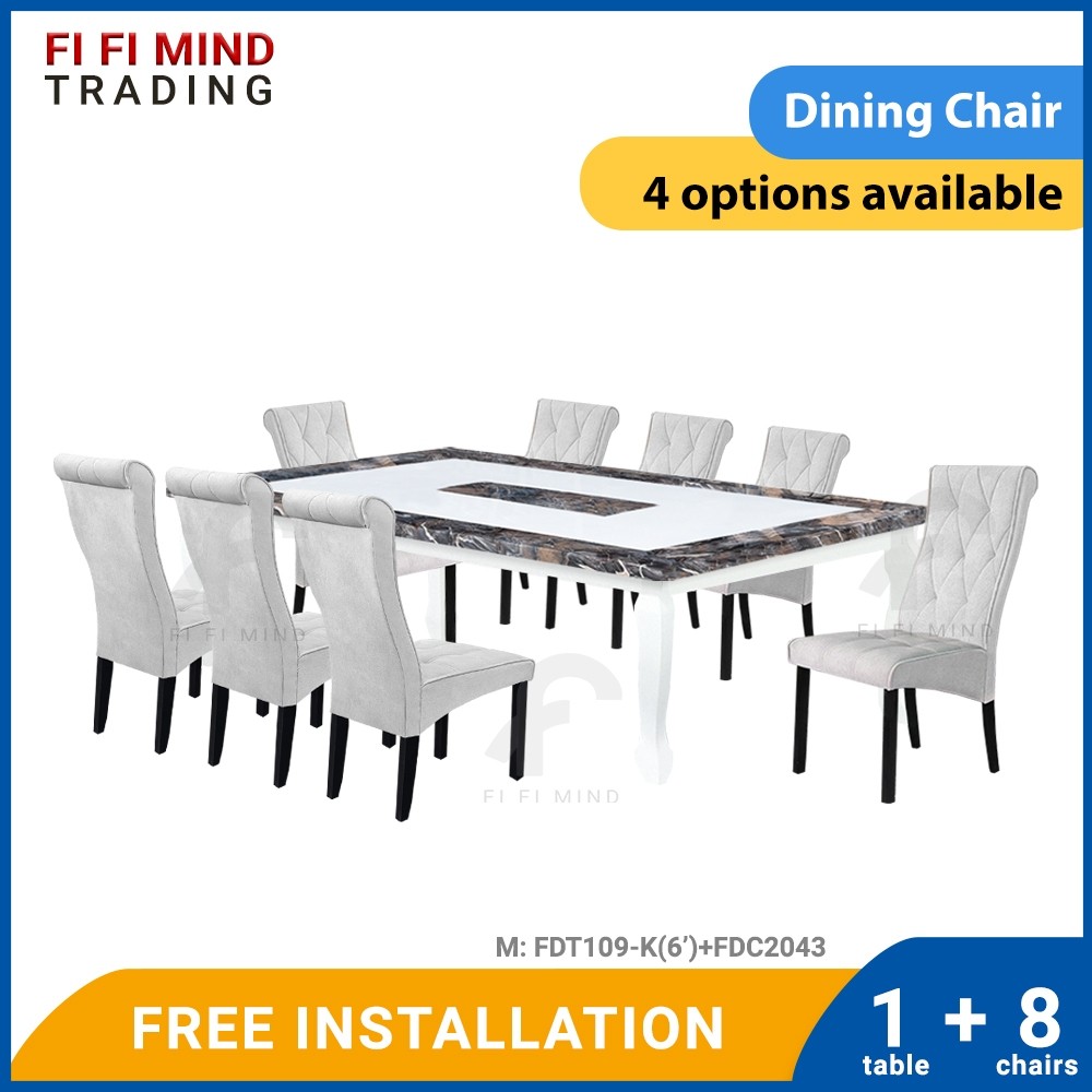 Inna Solid Rubberwood Leg Marble Dining Set - Image 2