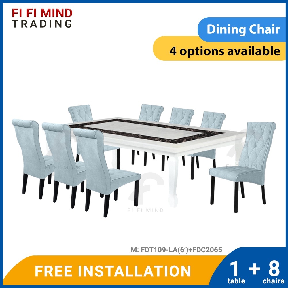 Kiala Solid Rubberwood Leg Marble Dining Set - Image 2