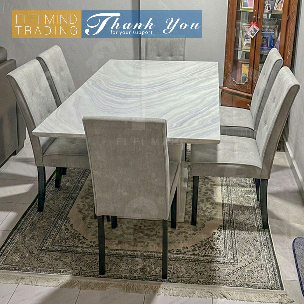 6-Seater-Marble-Dining-Table-with-Pet-Friendly-Dining-Chairs