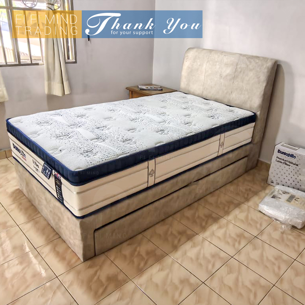 Bed-Frame-with-Storage-Drawer-and-Dunlopillo-Mattress