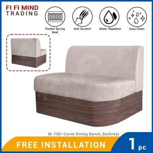 2 Seater Pet Friendly Curve Dining Bench with Backrest